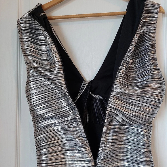 Gabrielle Union for NY&Co Silver Metalic Ilussion Dress Size Meduim NWT - Picture 7 of 10